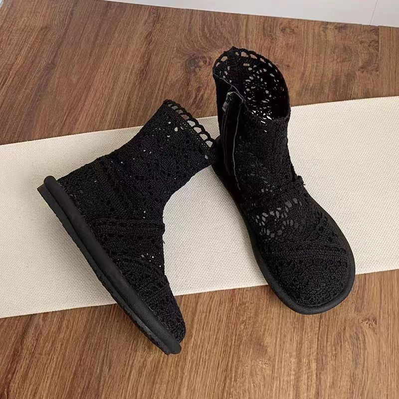 Short Boots Flat Bottom Hollow Mesh Sandals