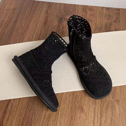Short Boots Flat Bottom Hollow Mesh Sandals