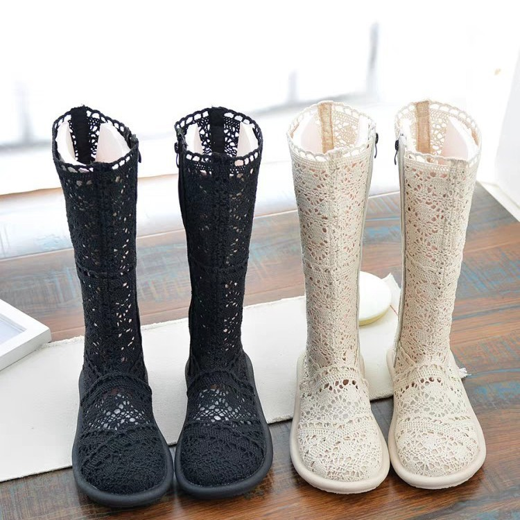 Short Boots Flat Bottom Hollow Mesh Sandals