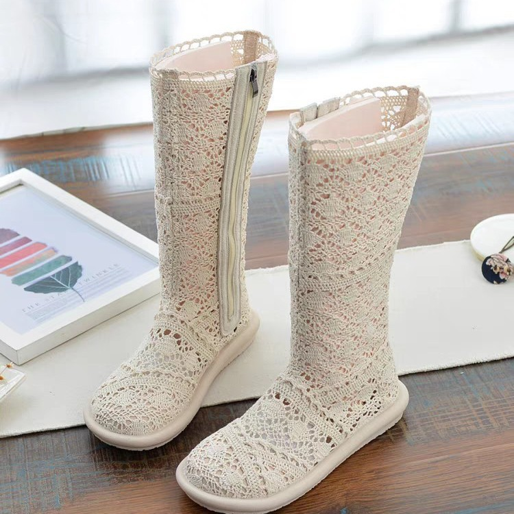 Short Boots Flat Bottom Hollow Mesh Sandals