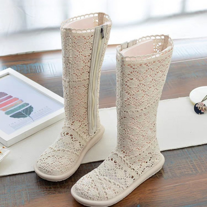 Short Boots Flat Bottom Hollow Mesh Sandals