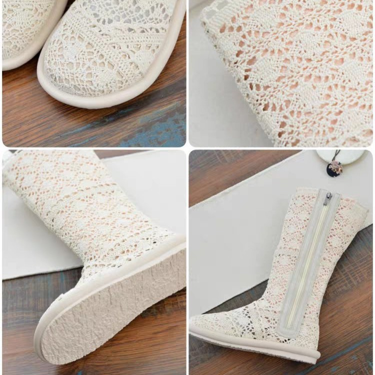 Short Boots Flat Bottom Hollow Mesh Sandals