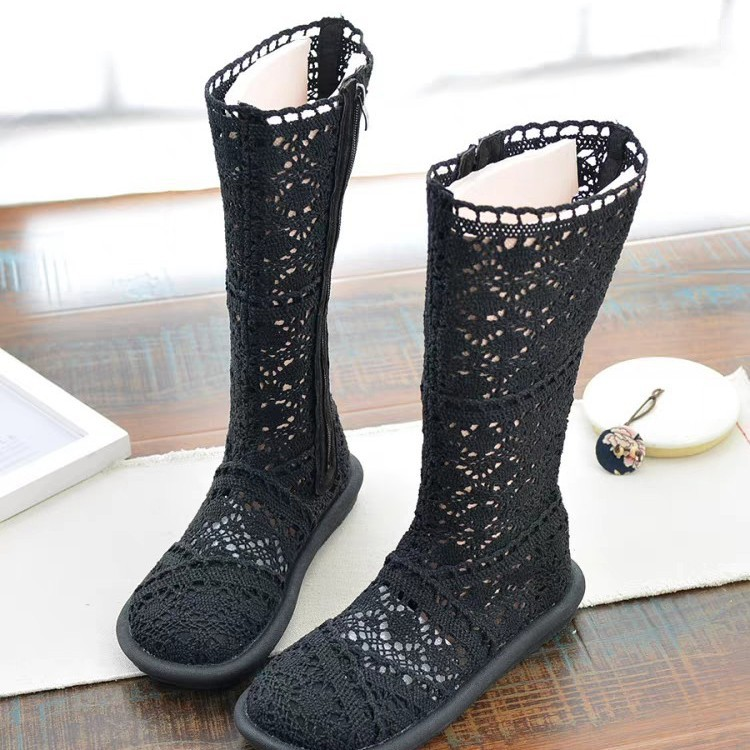 Short Boots Flat Bottom Hollow Mesh Sandals