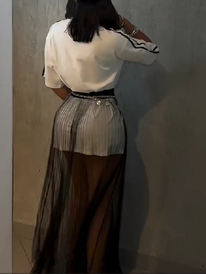 Short Sleeve See-Through Skirt Set