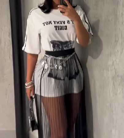 Short Sleeve See-Through Skirt Set
