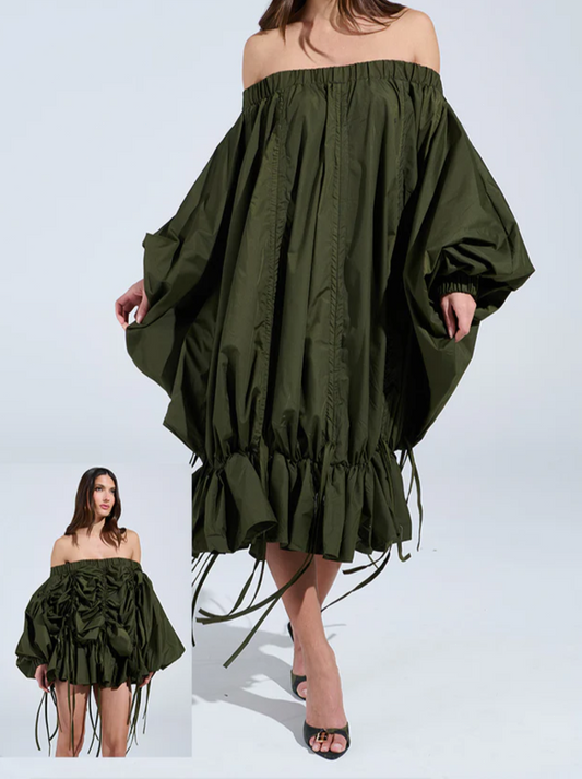 FREE AS CAN BE MINI DRESS IN OLIVE