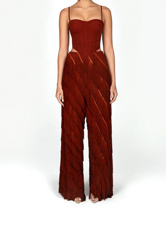 Corset & Fringed Trousers Set
