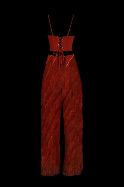 Corset & Fringed Trousers Set