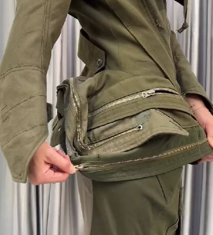 Military Green Deconstructed Two-Piece Set