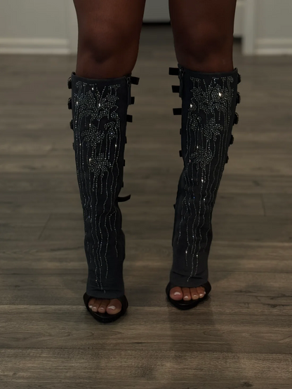 Zanotti Suede Peep Toe Buck Boots
