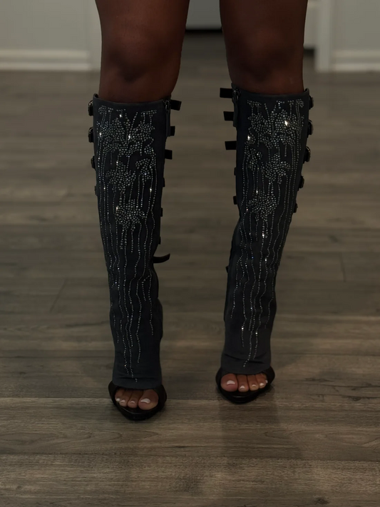 Zanotti Suede Peep Toe Buck Boots
