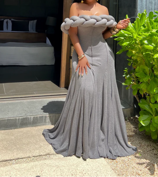 Shades of Gray Twisted Maxi Dress