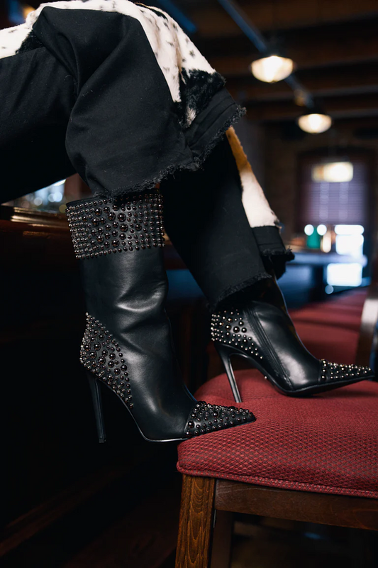 Dome Studded Stiletto Boots