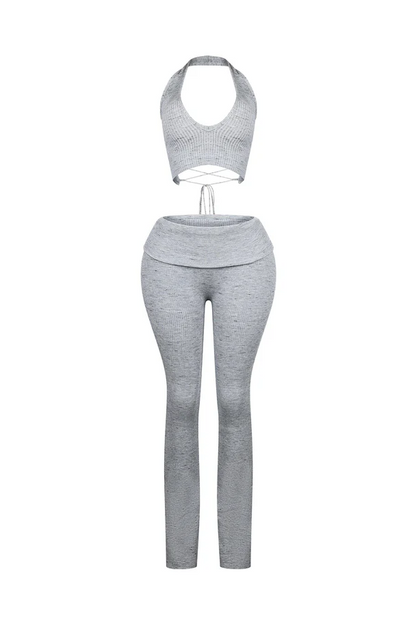 Riptide Ribbed Knit Halter Top & Pants SET