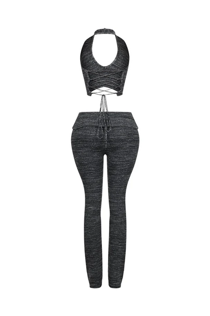 Riptide Ribbed Knit Halter Top & Pants SET