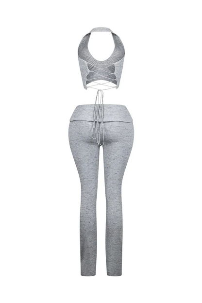Riptide Ribbed Knit Halter Top & Pants SET