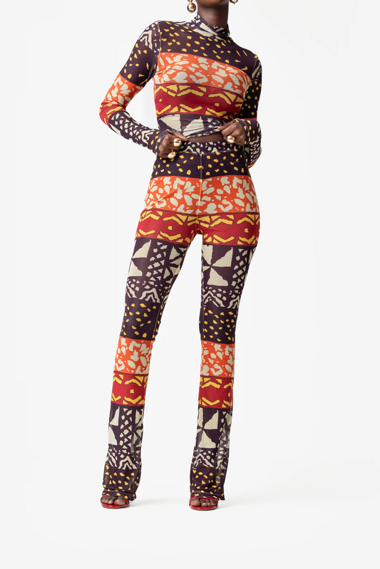 ANU BURGUNDY Turtle Neck Top & Pants Set