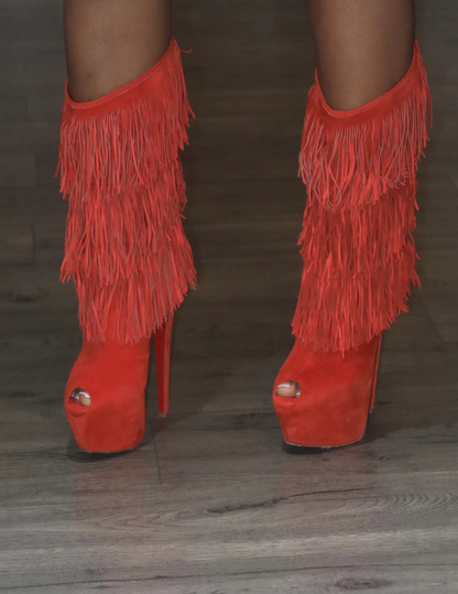 Orange Tassel Boots