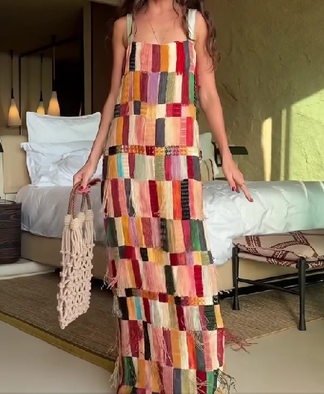 Fringed Embellished Silk Midi Dress