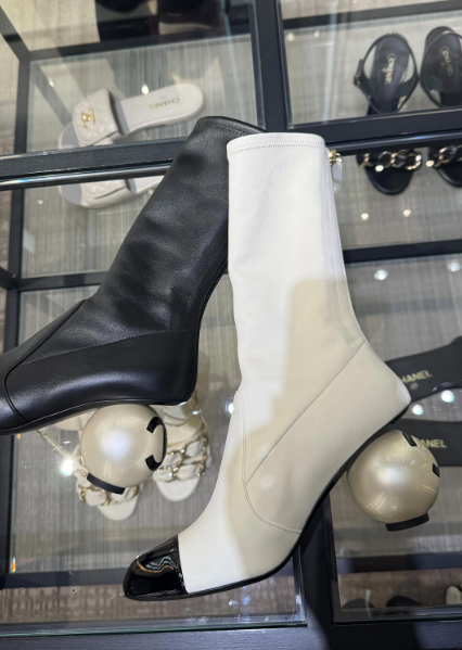 Leather Sock-Length Tight Boots