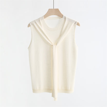 Comfy Scarf Knit Sleeveless Sweater