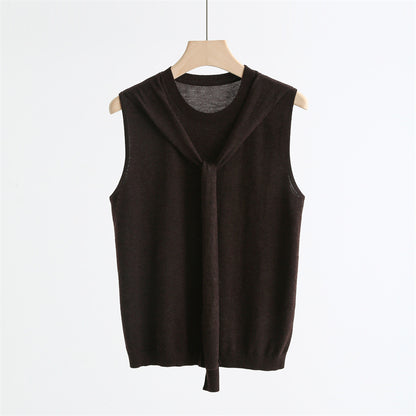 Comfy Scarf Knit Sleeveless Sweater