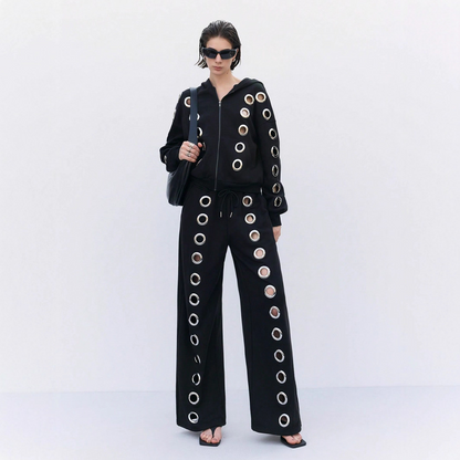 Hollowed Unisex Zip-Up Sweatshirt & Pants Set