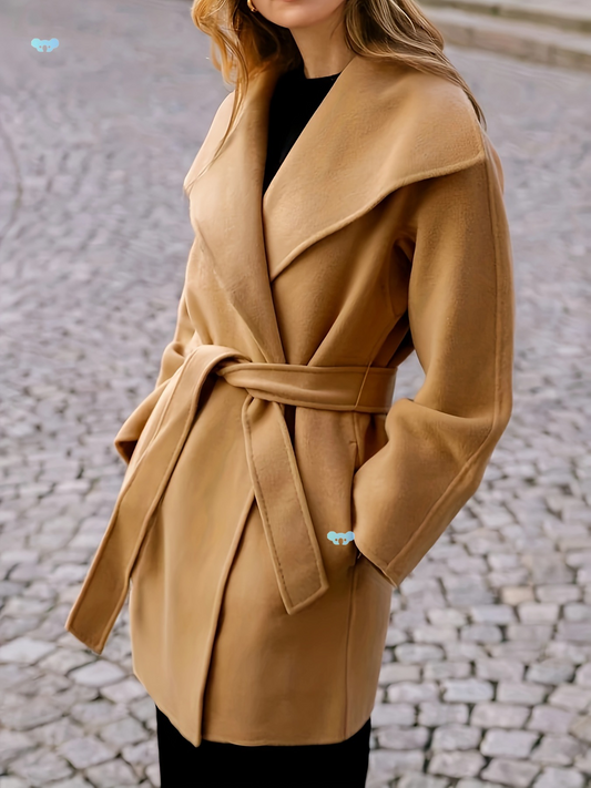 Bathrobe-Style Faux Wool Coat