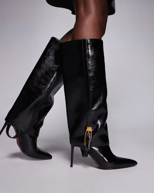 2 in 1 Knee & Ankle Boots In Black