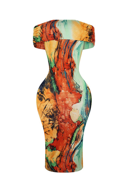 Very Tropical Off Shoulder Sleeveless Dress