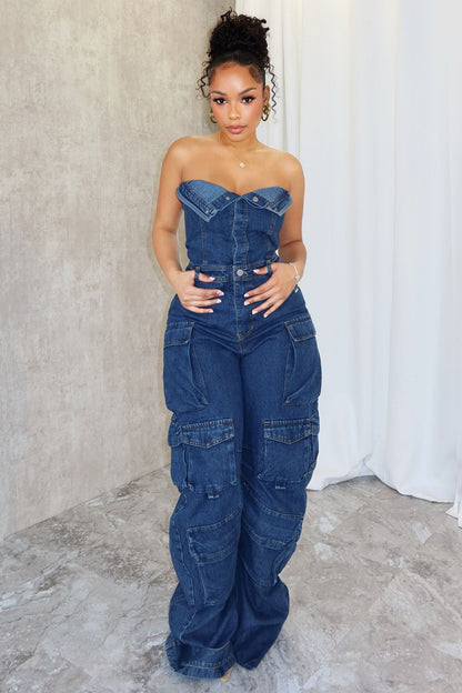 Top Shelf Tube Denim Jumpsuit