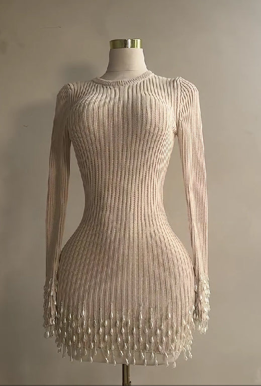 Handmade Pearl Tassel Knit Skirt