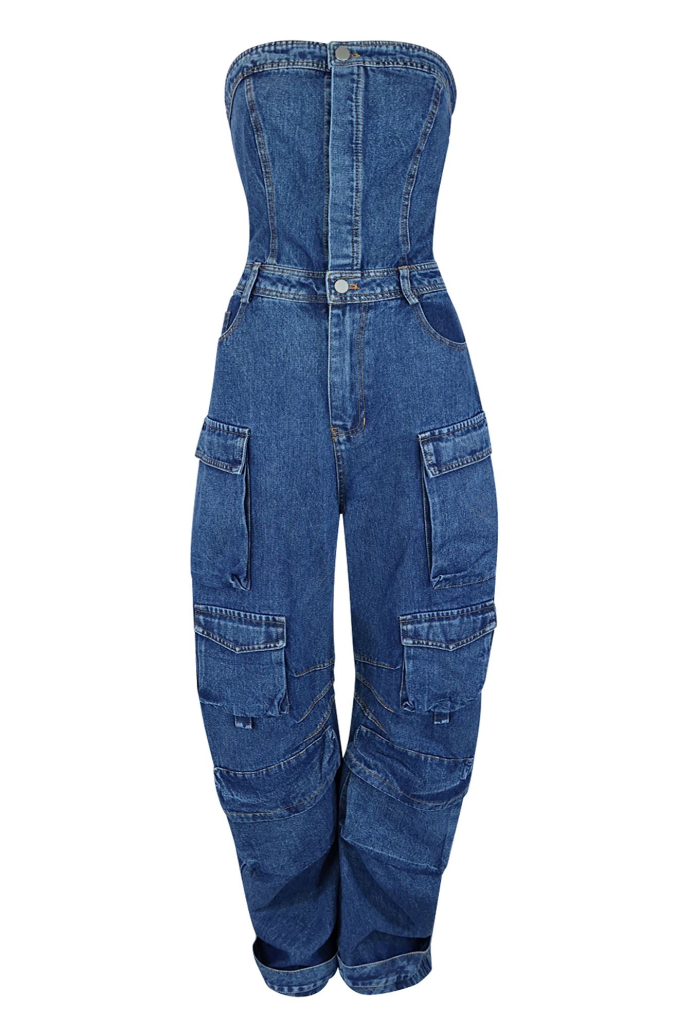 Top Shelf Tube Denim Jumpsuit Rompers + Jumpsuits EDGE 