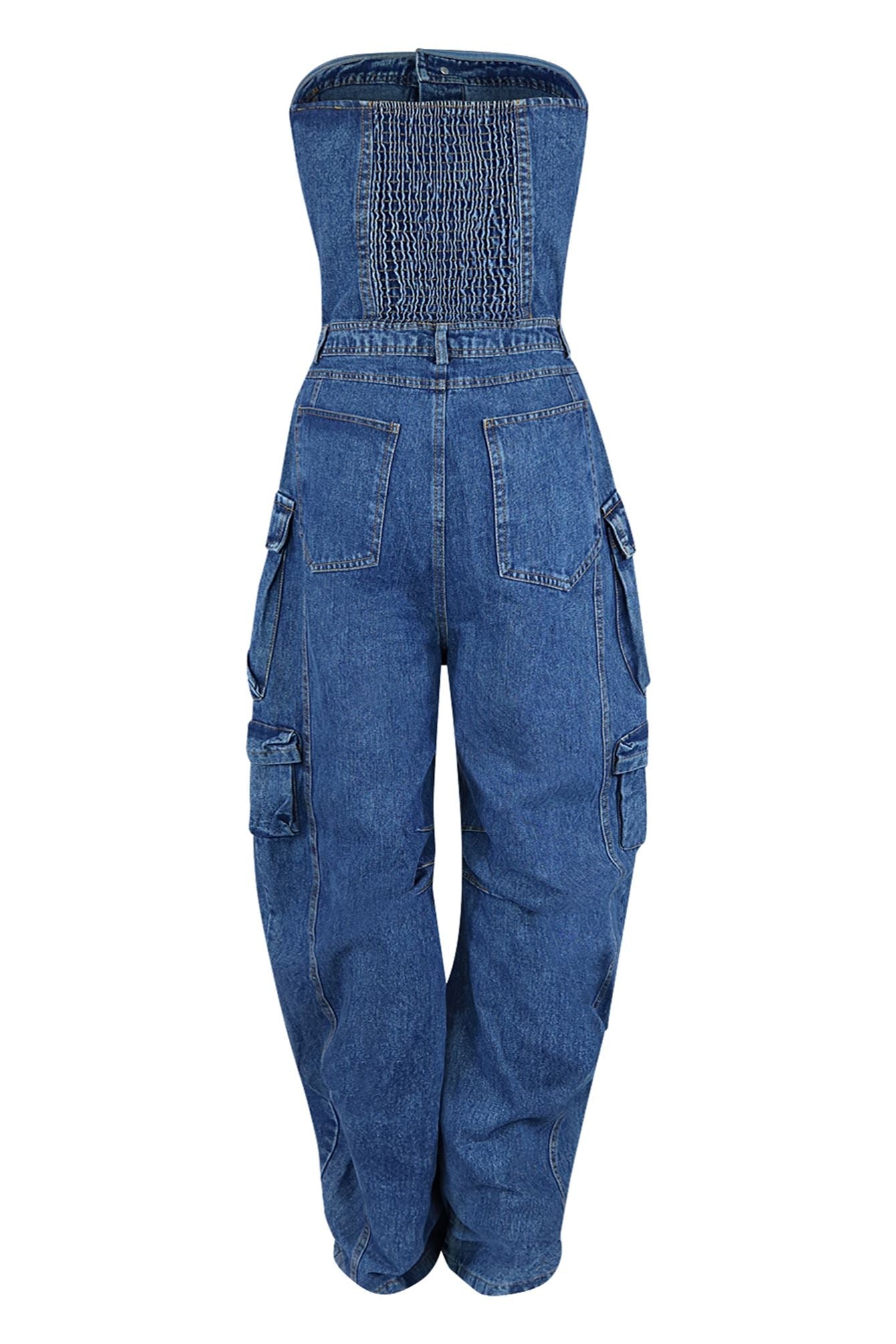 Top Shelf Tube Denim Jumpsuit Rompers + Jumpsuits EDGE 