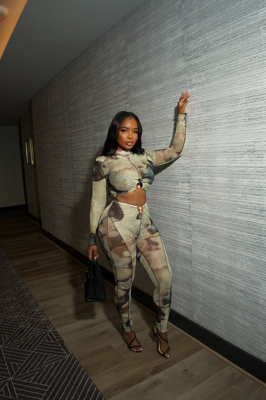 Olive Watercolor Pant Set