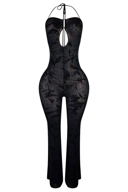 Moving Different Mesh Print Jumpsuit