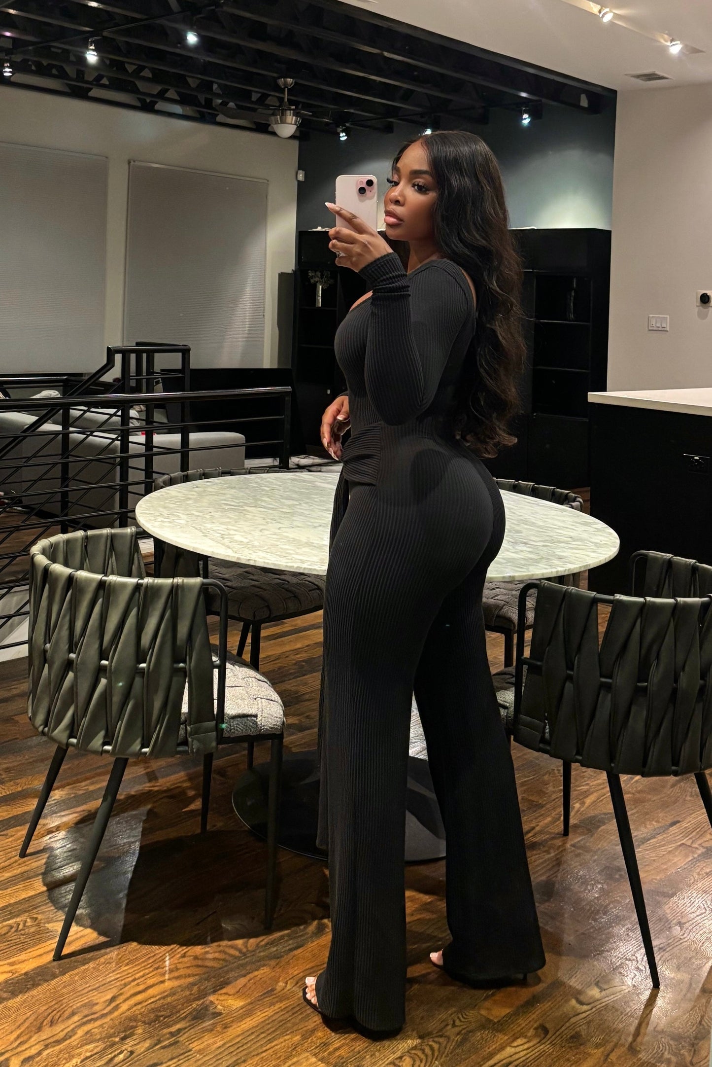 Black Front Tie Jumpsuit