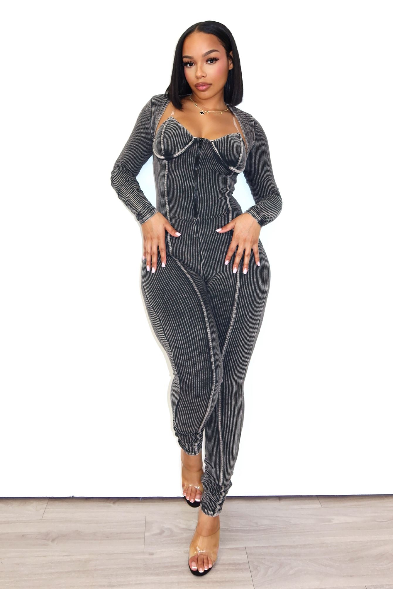 Kali Mineral Washed Jumpsuit & Cardigan SET Rompers + Jumpsuits EDGE 