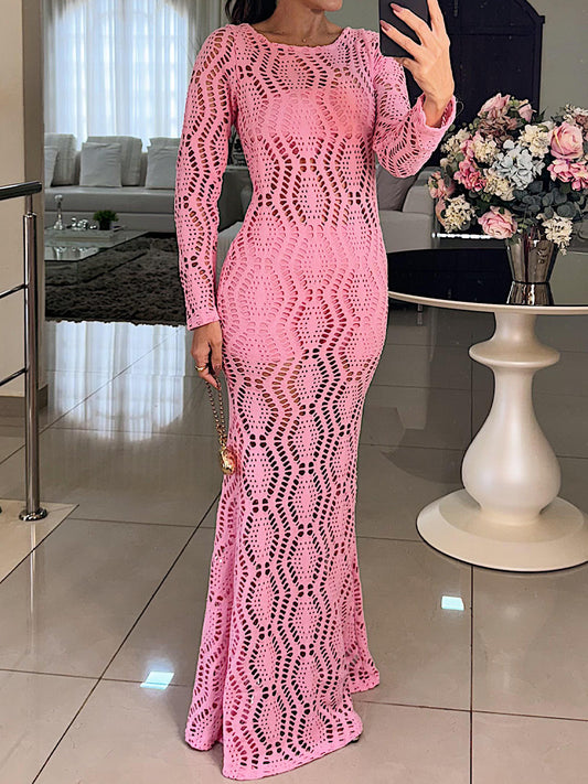 Elegant Hollowed Out Backless Maxi Dress