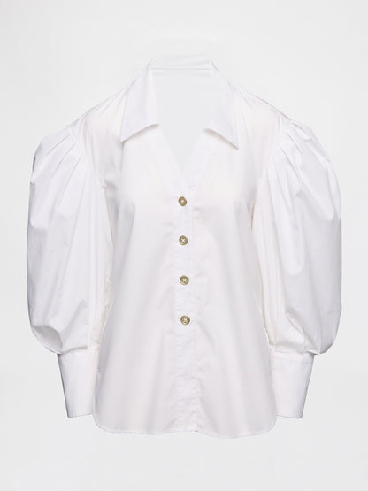 Puff Sleeve Open-Back Shirt
