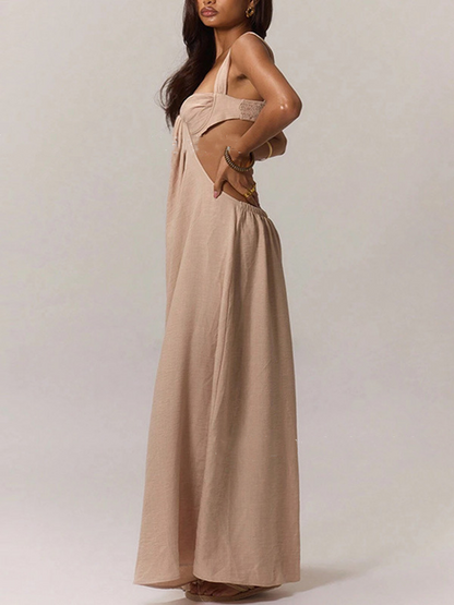 Two-Tone Design Culottes Romper