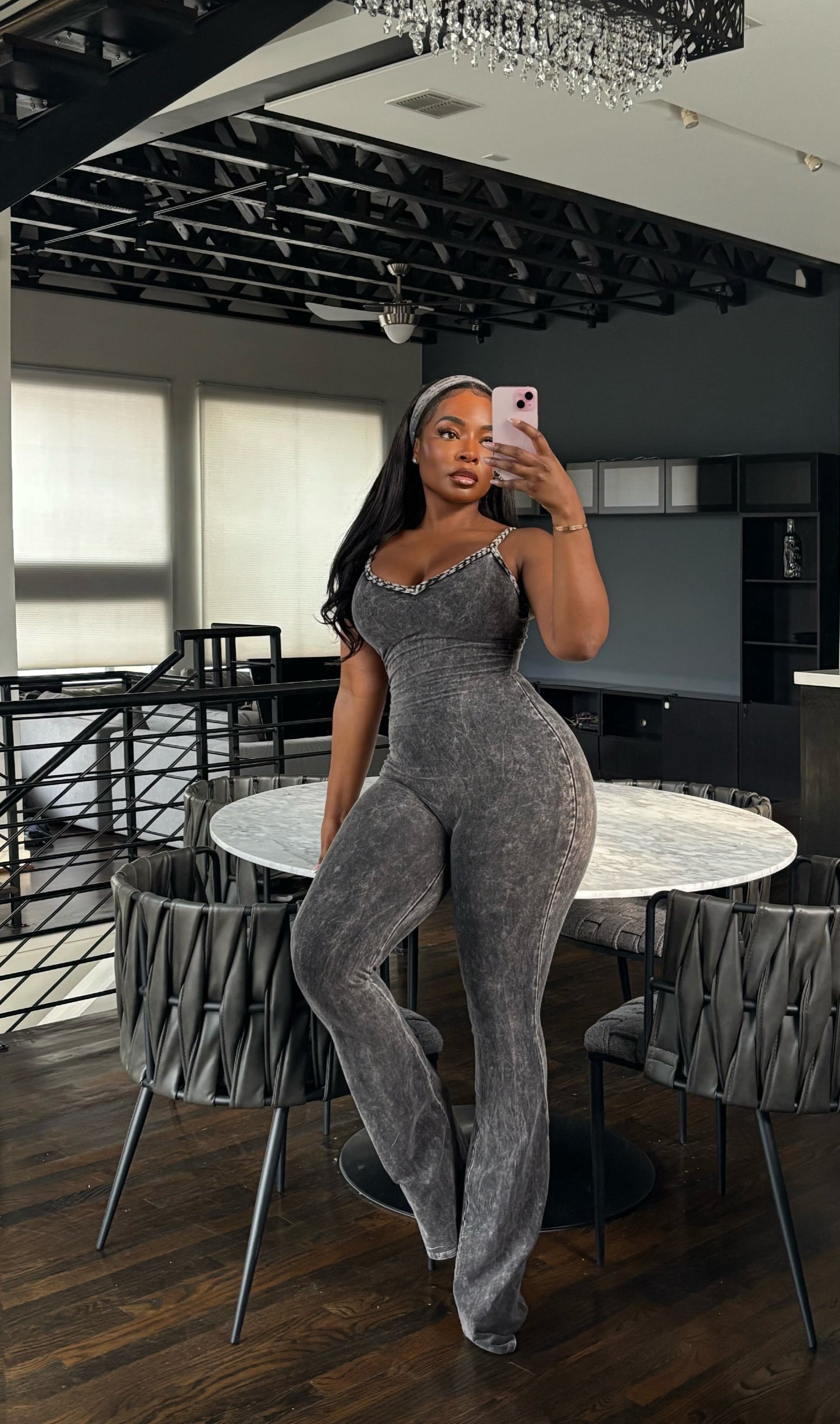 Charcoal Jumpsuit Headband Set