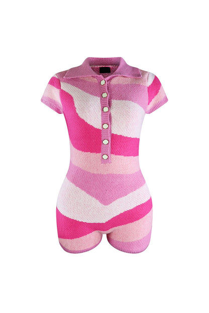 Nile Sweater Print Romper Rompers + Jumpsuits EDGE Small Pink Combo 