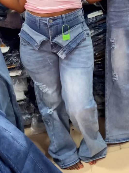 Chic Fake Two Jeans