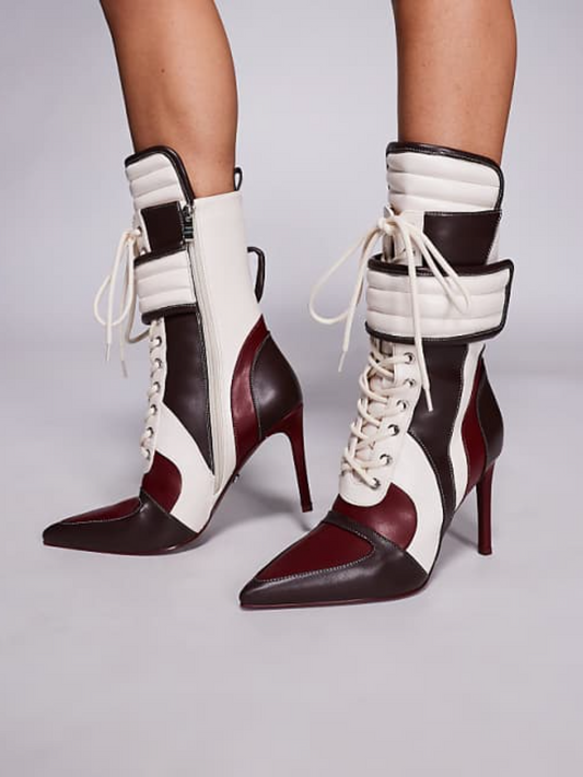 Contrast Color Design Faux Leather Pumps