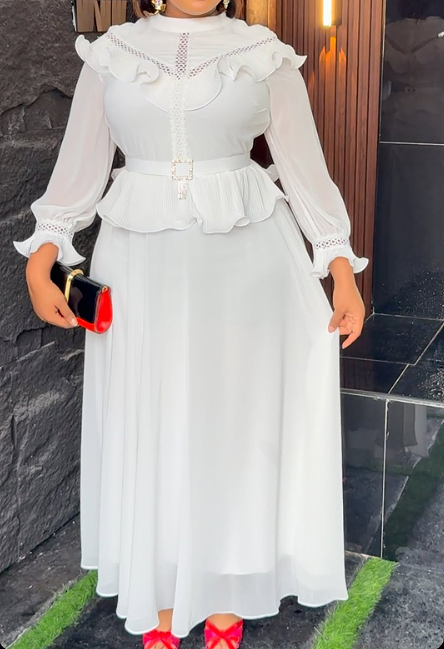 Elegant Chiffon Ruffle Suit
