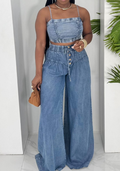 The Light Denim Pants Set