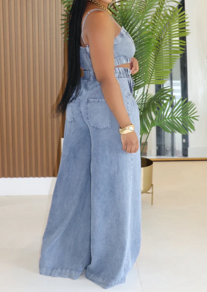 The Light Denim Pants Set
