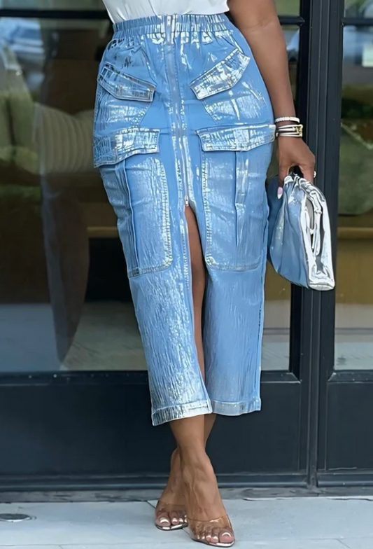 Sliver Light Denim Skirt