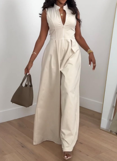 Chic Zip Loose Jumpsuit